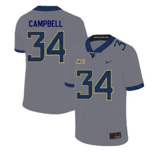 Men's West Virginia Mountaineers NCAA #34 Shea Campbell Gray Authentic Nike 2019 Stitched College Football Jersey FE15X54PE